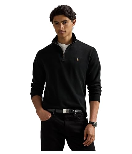 POLO RALPH LAUREN Men's Estate-Rib Quarter Zip Pullover, Polo Black, S