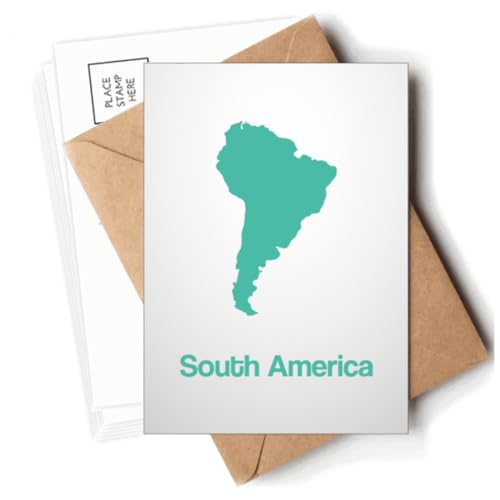 Tarjetas postales verdes con ilustración de América del Sur, sobres en blanco, tarjetas postales