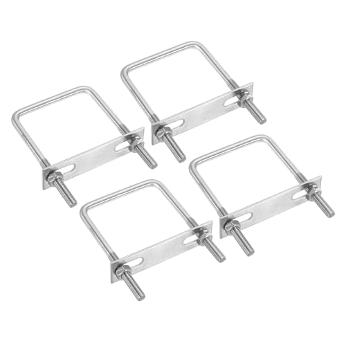 Image of PATIKIL M8x70x100mm Square U-Bolts Kit, 4Set 304 Stainless Steel Square U Shaped Bolts Replacement Parts with Frame Plates and Nuts for Ski Board Sailboat Trailer