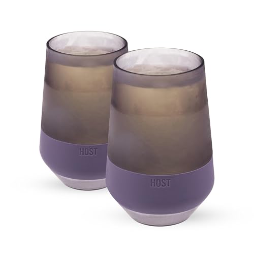 Image of Host Freeze XL Cooling Cup in Double Walled Insulated Freezable Drink Chilling Tumbler with Freezing Gel, 12oz Deep Lilac Purple Set of 2