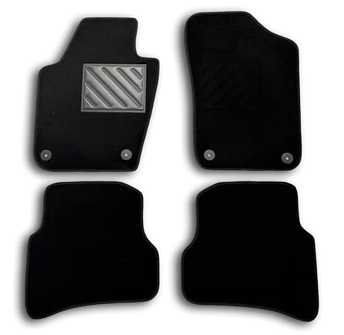 Tapis de Sol pour VW Polo 6R à partir de 2009-2016, sur Mesure, antidérapant, Talonnette en Caoutchouc renforcé, Boutons de Fixation, Noir