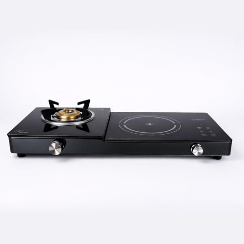 Image of goodflame Twin DX Dual-function,1 Gas Burner + 1 Infra Induction cooktop Glass Manual Gas Stove (1 Burners)