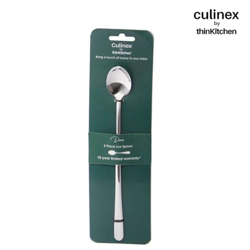 Image of Culinex 18 /8 Premium Stainless Steel 8.7 inch Long Handle Ice Tea Spoon Set of 2 - Extra Long Mixing & Stirring Spoons for Ice Cream, Cocktails, Tall Glass | Rust Resistant, Dishwasher Safe Cutlery