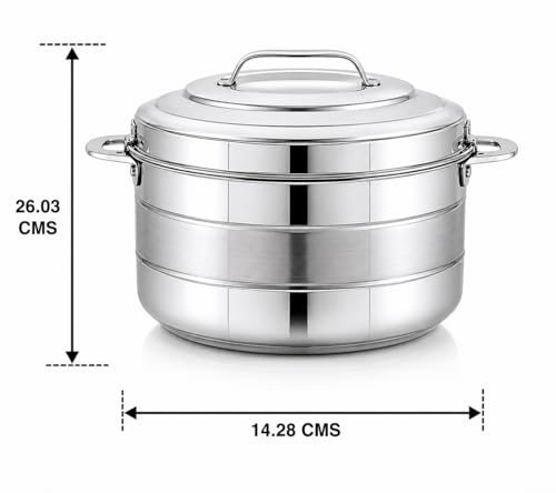 Image of Pigeon Galaxy Stainless Steel Casserole 2500ml | PU Puff Insulated Hot Pot | Keeps Food Hot for Hours | Durable Inner Steel Body | Ideal for Chapati, Rice & Curries