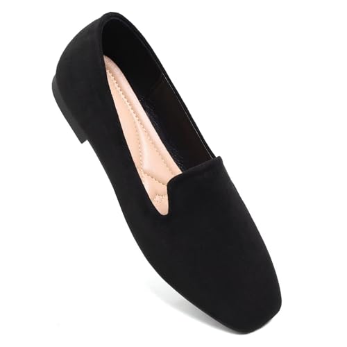 Image of Dear Time Women's Closed Toe Flats Shoes Comfortable Office Slip-on Casual Loafer Flats