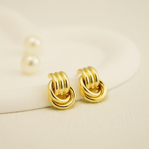 Chunky Small Knot Earrings Gold Silver Geometric Earrings for Women Dainty Gold and Silver Plated Dangle Drop Earrings Hypoallergenic and Lightweight Fashion Trendy Jewelry Gifts4