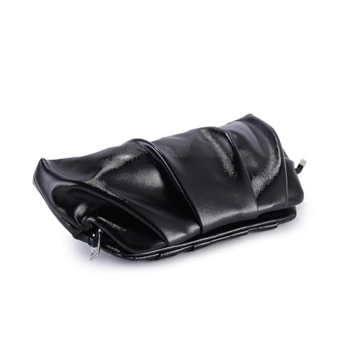 Image of Evening Bag for Women Ruched Clutch Purse Detachable Metal Chain Crossbody Bag