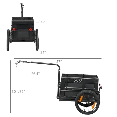Image of Aosom Bike Cargo Trailer Removable Storage Box Bottom | Bicycle Trailer Wagon Cart, Quick Release 16 inch Wheels, Safe Reflectors