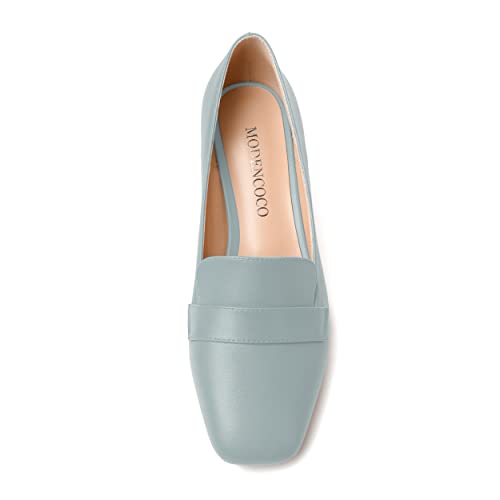 Image of MODENCOCO Womens Square Toe Slip On Comfortable Casual Matte Work Chunky Low Heel Loafers Shoes 2 Inch