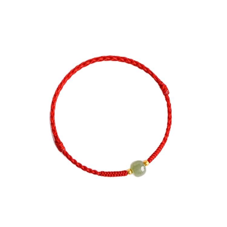 14K Gold Plated Good Luck Red Cord Jadeite Jade Bracelet, Lucky Wish Protection Bracelet, Red String Amulet Anklet for Protection and Luck