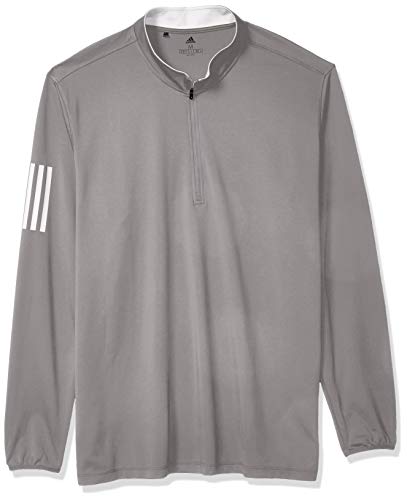 adidas Golf Men's 3-Stripe Midweight Layering Top, Grey Three/White, Medium