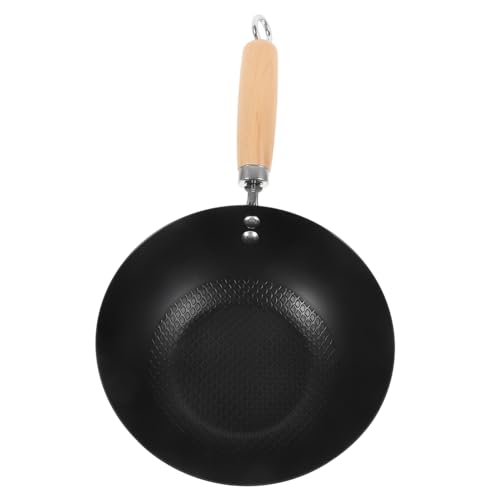 Wok de hierro forjado antiadherente con mango aislante miniatura 1