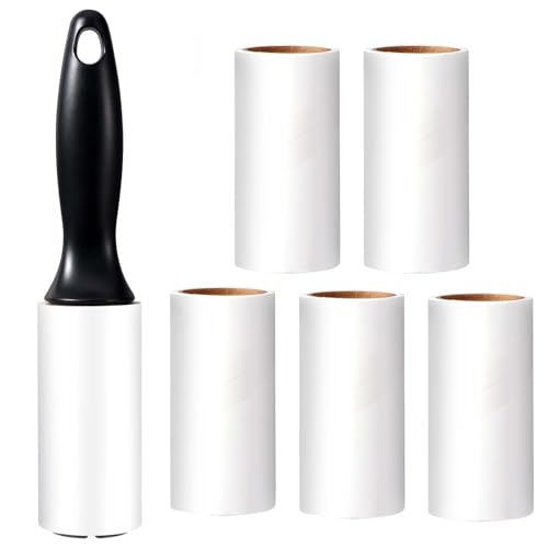 Oderra Rouleau Anti-Poils pour Animaux - Lint Roller Adhésif avec 1 Poignée + 6 Rouleaux (60 Feuilles/Rouleau) - Nettoyeur de Poils de Chat et Chien pour Vêtements,...