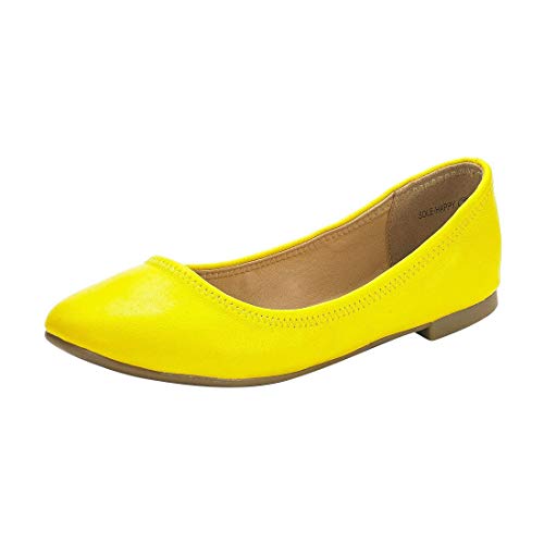 DREAM PAIRS Women's Sole-Happy Yellow Ballerina Walking Flats Shoes - 6 M US