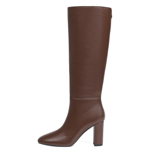 Image of Modatope Knee High Boots for Women Chunky Heel Rounded Toe Tall Boots | 2026 Fashion Winter Fall Boots for Women,Side Zipper PU Leather Long Dress Boots, Block Heel Tall Boots