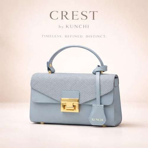 Image of KUNCHI CREST Women's Structured Handbag with Sling Strap | Premium Textured Flap Bag | Elegant Designer Purse for Party, Wedding & Office