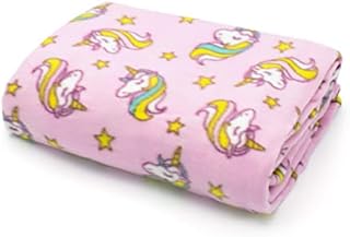 Noel Magical Rainbow Unicorn Pink Kids Polar Fleece, Childrens Throw Blanket, Suitable for Chair or Bed, Machine Washable, 127cm x 152cm,