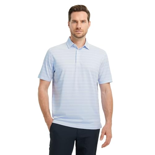 M MAELREG Golf Shirts for Men Short Sleeve Dry Fit Casual Striped Performance Moisture Wicking Collared Mens Polo Shirts2