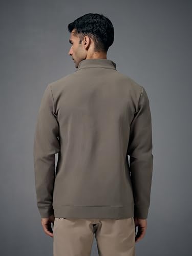 Image of TECHNOSPORT Men's Regular Fit Solid Mock Collar Jacket With Elasto Plus for Sports, Gym & Regular Use