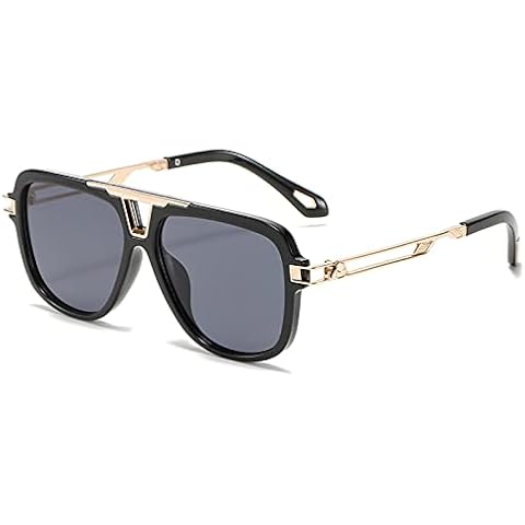 MYSNKU Metal Square Frame Retro Large Sunglasses Men's Toad Shades Anti-UV Glasses PC Classic Simple Design for Women (black) Cover