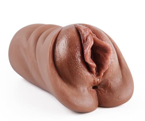 Realistische Masturbator Taschenmuschi Masturbieren Sex Spielzeug 2 in 1 Doppelkanal Vagina Klitoris Anal Erotik Sexspielzeug für Männer (Dunkelbraun)
