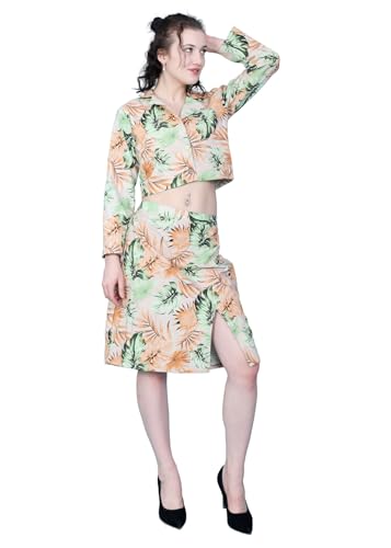 Image of AMOLDO Denim Printed Co-Ord Set For Women | 2 Piece Denim Co-Ord