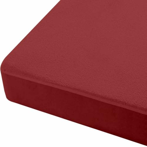 Image of The Sleep Protector Cotton Waterproof Mattress Protector-Breathable, Ultra-Soft, Allergy-Proof, Noiseless, Elastic Fitted, Machine Washable Bed Cover-Maroon King 78 x 72