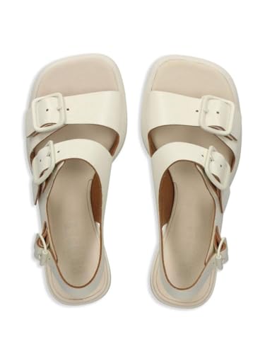 Camper Chaussures Femme K201491 005 : Sandales à talon cuir blanc confortables