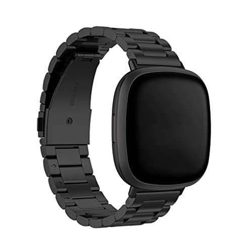Compatible with Fitbit Versa4/ Sense2 ohAXeX| A߂ȒP AStainless Steel voh for Fitbit Versa3/ Sense X}[gEHb` (ubN)