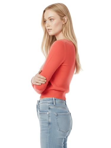 Image of Women's Crop Top Stretch Sweater - Long Sleeve Slim Bodycon Crewneck Casual Basic Solid Cropped Knit Pullover Top