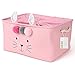 OYHOMO Groß Aufbewahrungskorb Kinder Aufbewahrungsbox Faltbare Stoff Spielzeugkiste mit Kordelzug für Kinderzimmer Regal Schrank - Rosa
