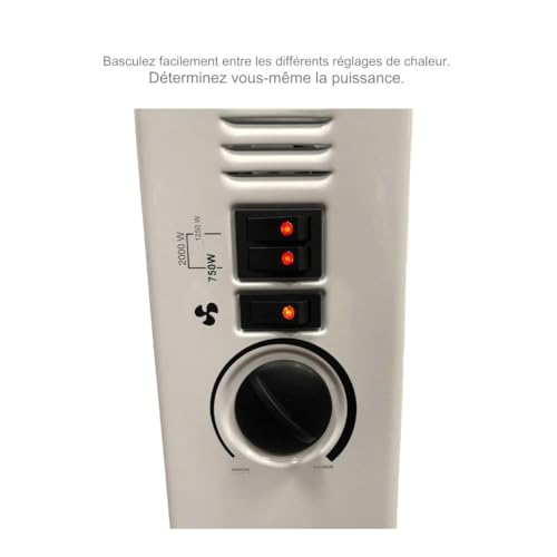 Chauffage électrique 2000W télécommande et radiateur d'appoint pour maison secondaire et bureau