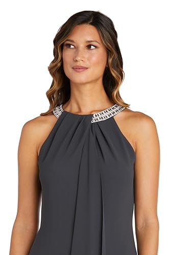 Image of R&M Richards Women's Chiffon Halter Cocktail Dress W /Jeweled Neckband & Cascade Drape