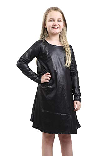 Vestido manga larga negro wet look ropa casual juvenil de niña trece años