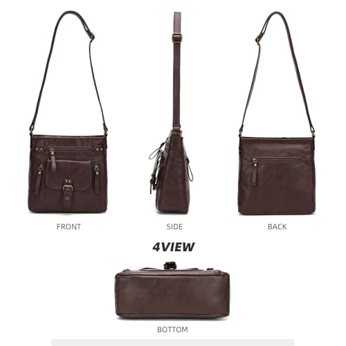 Image of Crossbody Bags for Women Medium PU Leather Multi Pocket Shoulder Purses