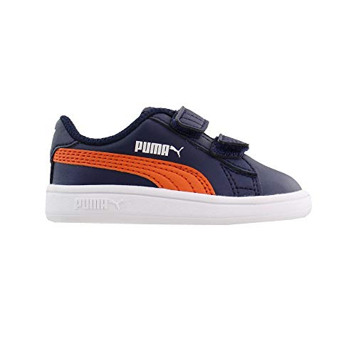 Image of PUMA Unisex-Baby Smash 2 Hook and Loop Sneaker, Peacoat-Firecracker White, 4 M US Toddler