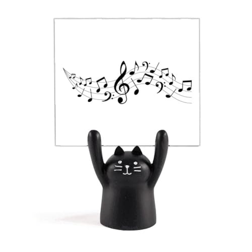 Support pour mémo original chat noir pince notes décoration bureau bleu