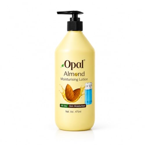 Image of OPAL Almond Moisturising Body Lotion, 475ml | Deep Moisture Body Lotion for Dry Skin | Fast Absorbing Non-Greasy Moisturizer for Women & Men | Daily Use Body Lotions for All Skin Types Summer & Winter