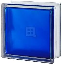 7.5 x 7.5 x 3 Brilly Wave Blue 100 Color Glass Block