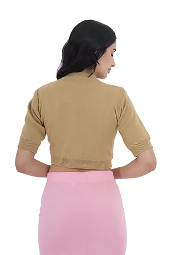 Image of Women Winter Wear V-Neck Half Sleeves Regular Fit Woollen Blouse