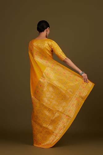 Image of Monjolika Fashion Women's Pure Kanjivaram Style Banarasi Soft Silk Saree With Blouse For Wedding