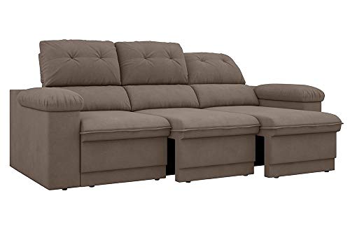 Sofá New Ripley Retrátil e Reclinável Velosuede Bege