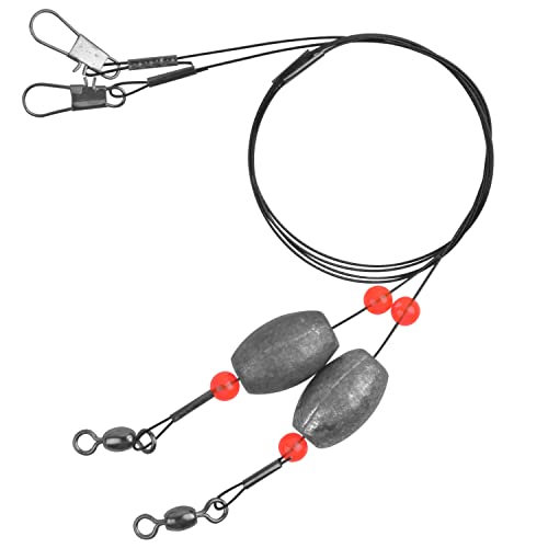 Fishing Egg Sinkers Weight Rigs,Flounder Grouper Ready Rig Saltwater Stainless Steel Fishing Wire Leader with Egg Sinker Fishing Swivel Snap Connector for Trout Snapper Bottom Fish