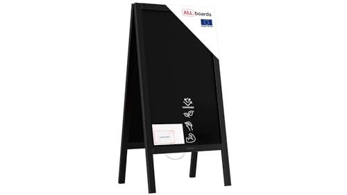 ALLboards Chevalet Stop Trottoir Étanche avec Cadre en Bois Laqué Noir 100×49,5cm