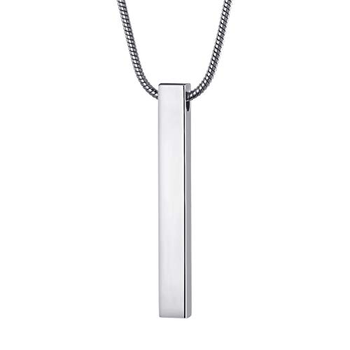 MOO&LEE Stainless Steel Bar Pendant Necklace for Men and Women, Couples Necklaces 22 Inches Snake Chain, Unisex4