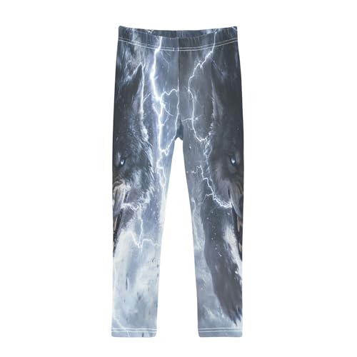Animal Wildlife Wolf Girls Casual Leggings for Kids Printed Long Pant Bottoms Stretch and Soft