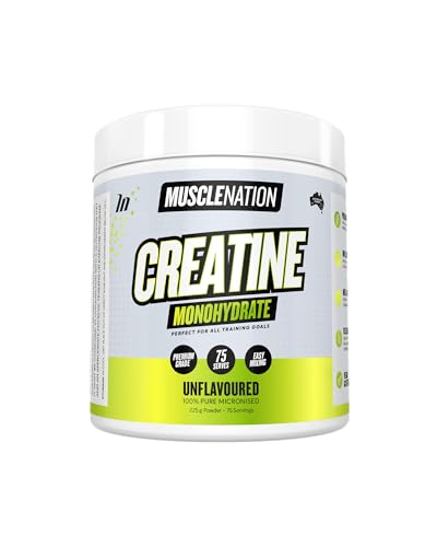 Muscle Nation Unflavoured - Creatine Monohydrate Powder, Gluten Free Supplement for Muscle Growth, Boosting Strength & Power, Enhance Gym Performance – 225g