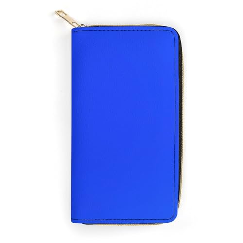 Girl's Long PU Wallet, Travel Purse Fashion Design, Huge Storage Capacity Purse, Cute Decor Zipper Wallet Klein Blue