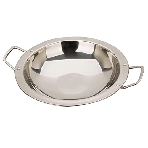 VINTORKY Household Double Handle Stainless Steel Pan Smooth Vegetable Cooking Pot for Hot Pot Seafood Kitchen Accessory for Everyday Use