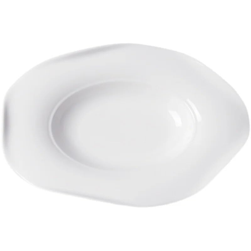 Forniture Per Feste Piatto piano in ceramica Forma irregolare Pasta Sushi Piatto da bistecca Ristorante semplice Tinta unita Stoviglie Vassoio da dessert Piatti da cucina Piatto freddo Piatti Della Fe